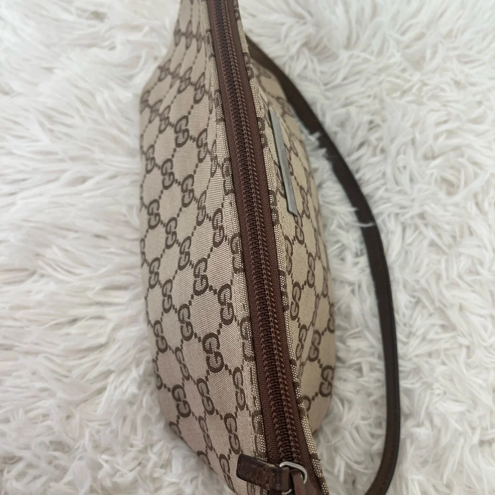 Gucci Beige Brown GG Canvas Clutch Wristlet